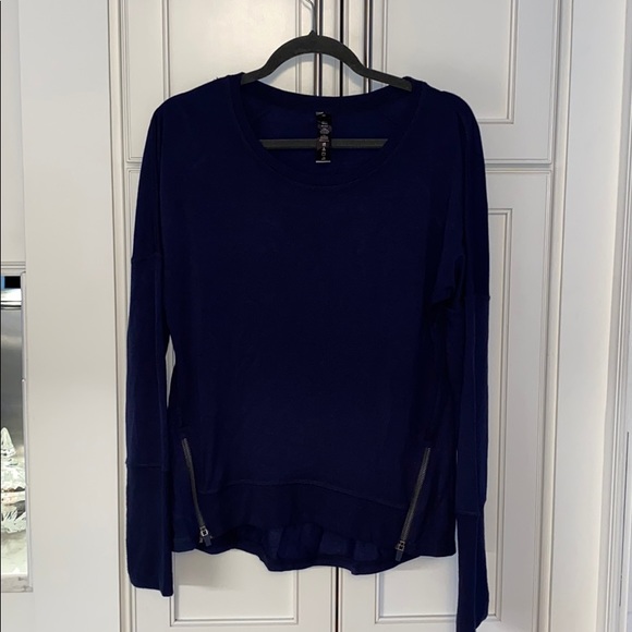 Yogalicious Tops - Yogalicious Navy Blue Bottom Zip Long Sleeve